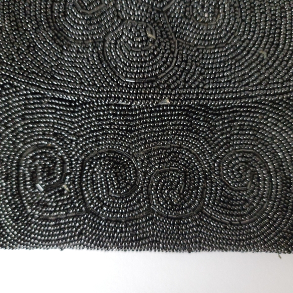 Vintage 1950s Black Hand Beaded Evening Clutch Bag Cocktail Formal Party 9 x 4.5 - Picture 5 of 10